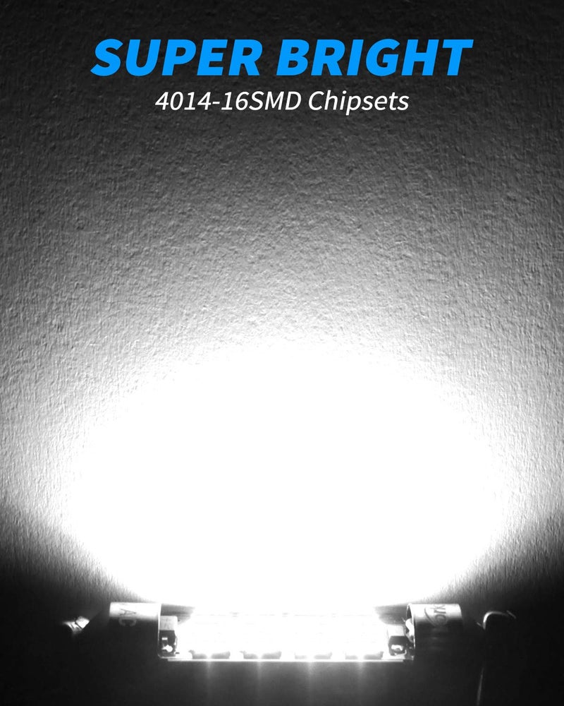 Yorkim 578 Festoon LED Bulb 41mm 42mm LED White Super Bright Canbus Error Free 16-SMD 4014 Chipset, 212-2 Dome Light, Interior Light MAP Light 211-2 Bulb, Pack of 2 - Image 4